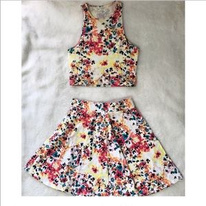 2-piece floral top and skirt